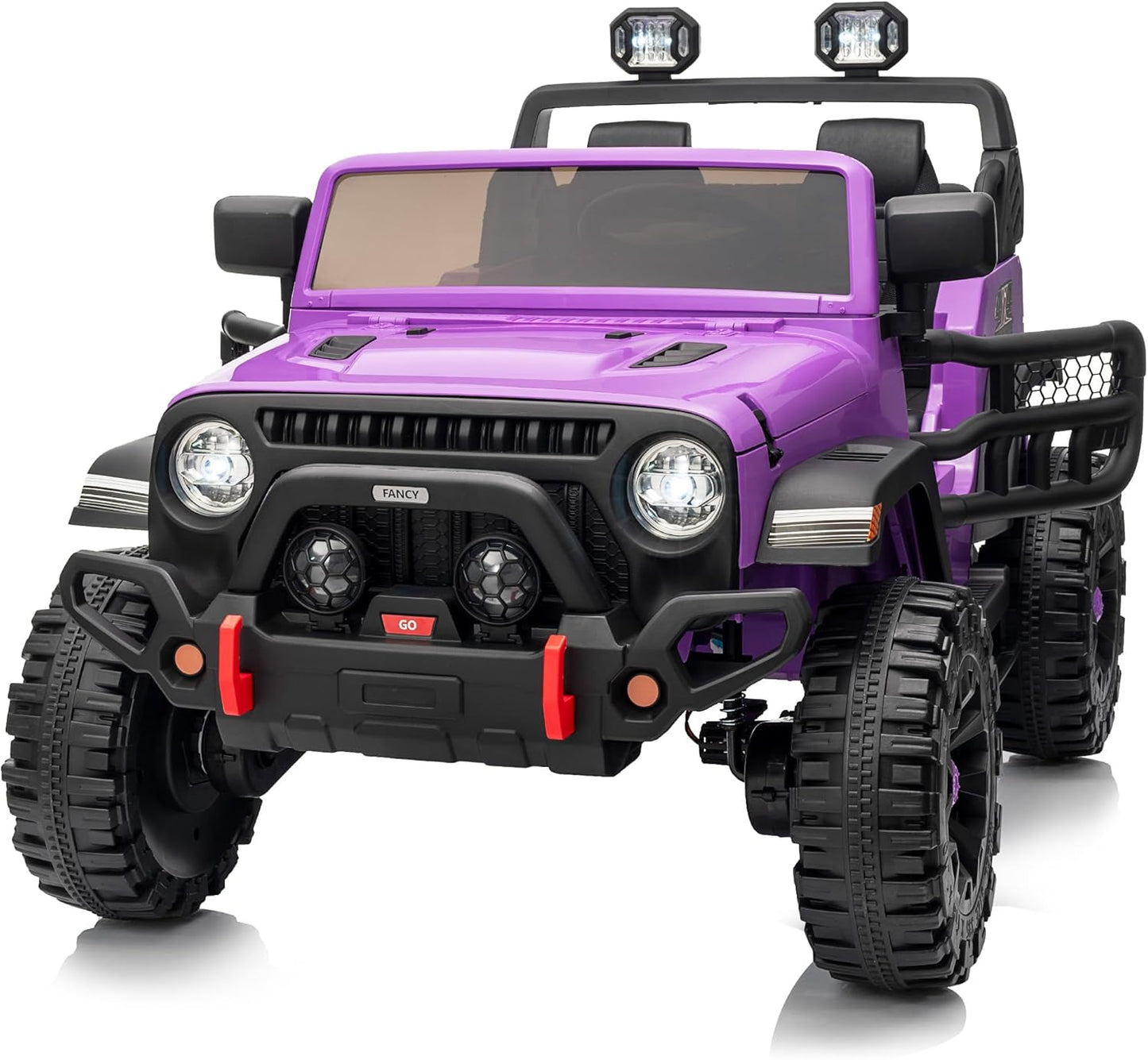 2 Seater Ride on Car Truck, 12V Kids Electric Ride on Toy for Big Kids Age 3-8 w/Remote Control- Purple