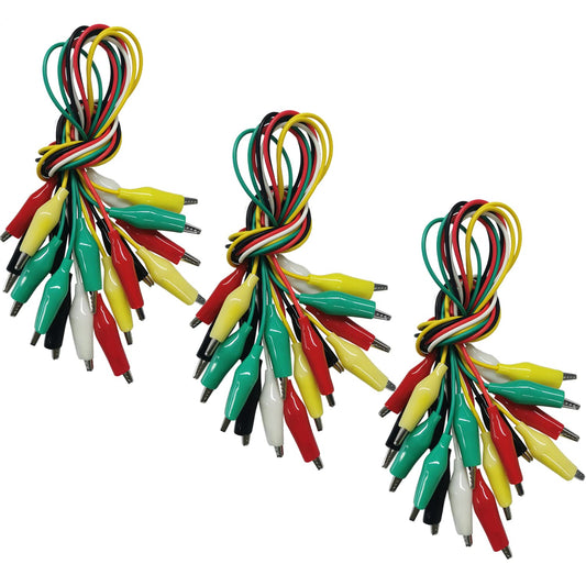 30PCS Premium Alligator Clips Electrical, 5 Colors Test Leads Cable with Crocodile Clips, Dual Ended Jumper Wires with Power Test Probe for Electric Welding Testing Experiments, Circuit Connection