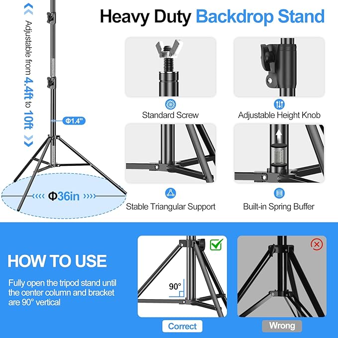 FUDESY 10x20ft Backdrop Stand Heavy Duty Adjustable Photography Background Support System with Angle Rotatable Connector, Spring Clamps, Sandbags, Ring Clips, Carry Bag for Photo Video Studio, Wedding
