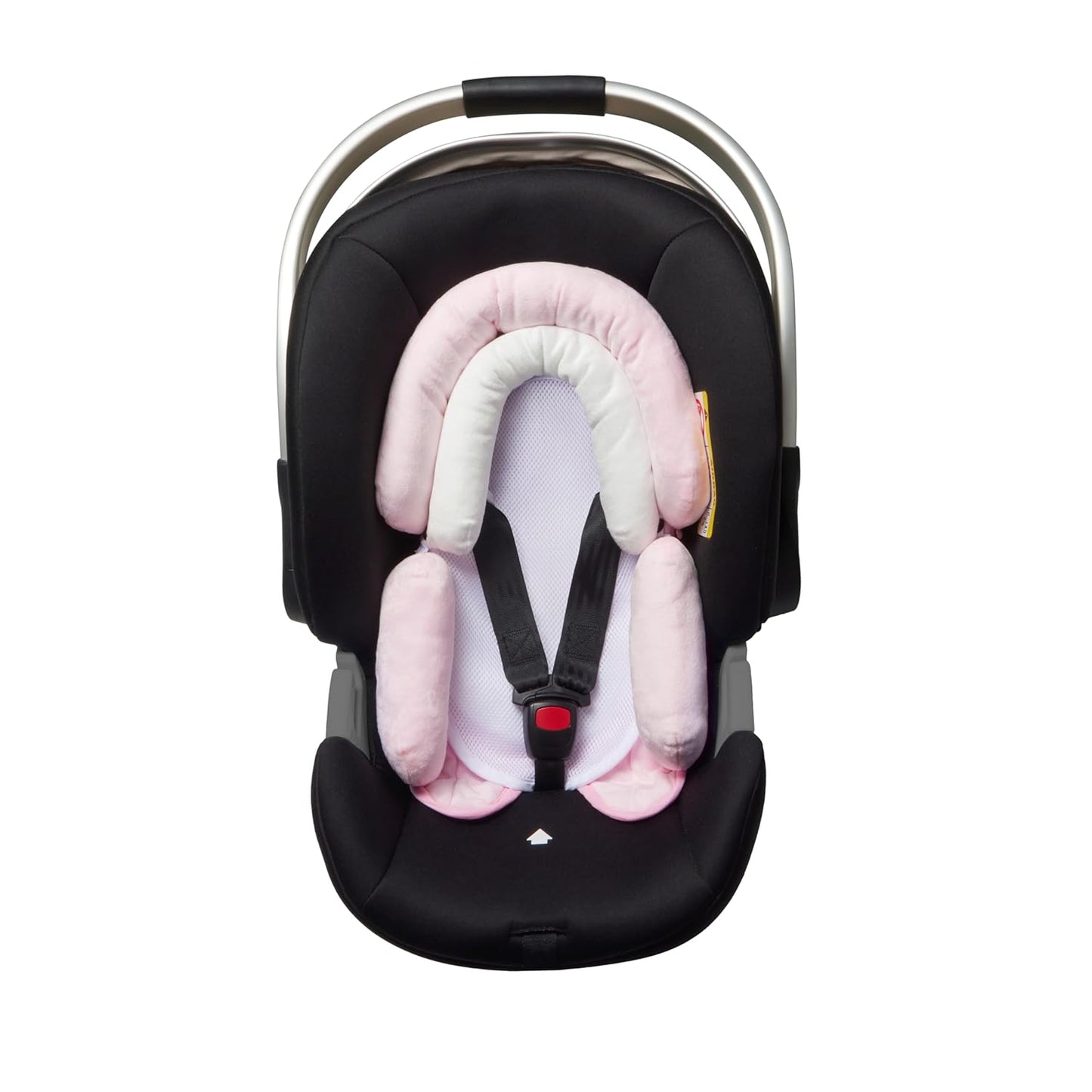 Pro Goleem Breathable 3-in-1 Baby Car Seat Head Support, Soft Infant Car Seat Insert, Carseat Cushion for Newborn, Perfect for Car Seat, Strollers, Swings, Carrier, Bouncer, Pink and White
