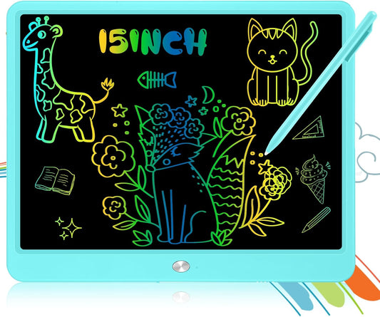 Decute Kids Toys LCD Writing Tablet with Stylus, 15 Inch Erasable Toddlers Doodle Board, Reusable Drawing Pad for Kids, Educational Christmas Birthday Gift for 3 4 5 6 7 8 Girls Boys Toddler Blue