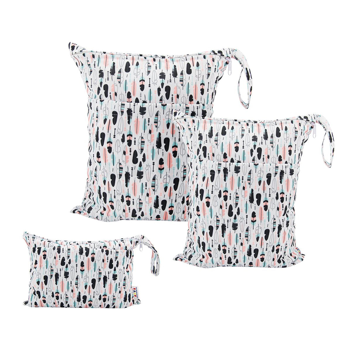 ALVABABY 3pcs Baby Cloth Diaper Wet Dry Bags Waterproof Reusable with Two Pockets Travel Beach Pool Daycare Soiled Baby Items Yoga Gym Bag for Swimsuits or Wet Clothes 3L-H1