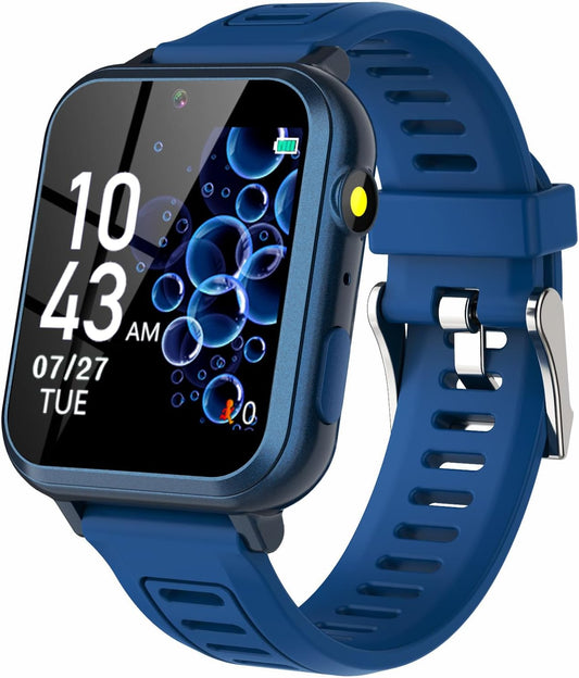 Kids Smart Game Watch with 24 Games HD Touch Screen Video Camera Music Player Pedometer Flashlight Alarm Clock 12/24 hr, Gifts for 5-12 Year Olds Boys
