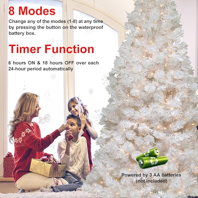 Battery Operated Christmas Lights - 16ft 50 LED String Lights with Timer, Waterproof, Warm White, 2 Pack for Indoor/Outdoor Wedding Party, Home, Garden