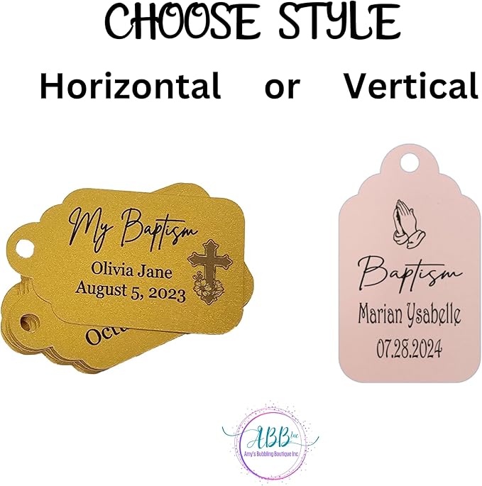 Mi Bautizo Baptism Christening Personalized Thank You Tags 20 pcs - More Colors Available (pink shimmer)