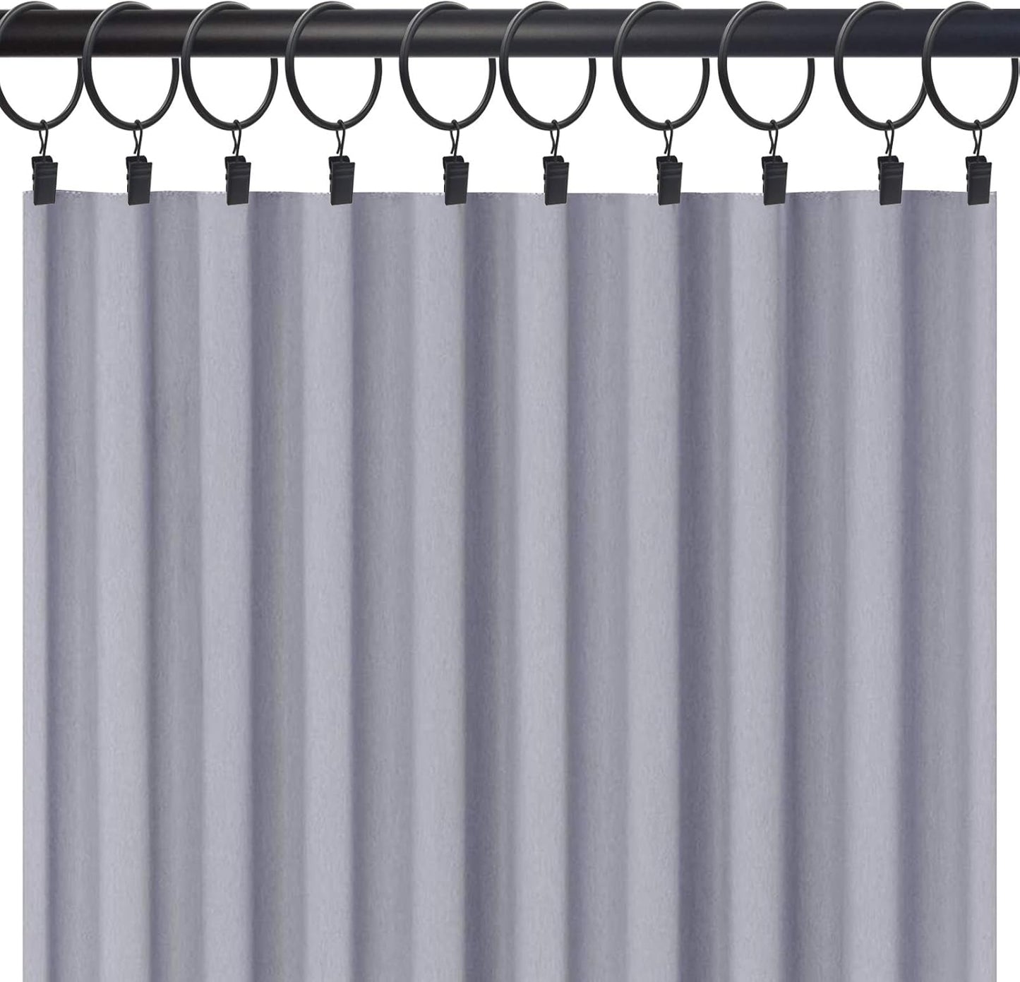 40 Pack Black Curtain Rings with Clips, Curtain Hooks Hangers Clip Rings for Hanging Drapes Bows Hat, Drapery Rings 1.77 in I D, Fits up to 1.5 in Diameter Curtain Rod.