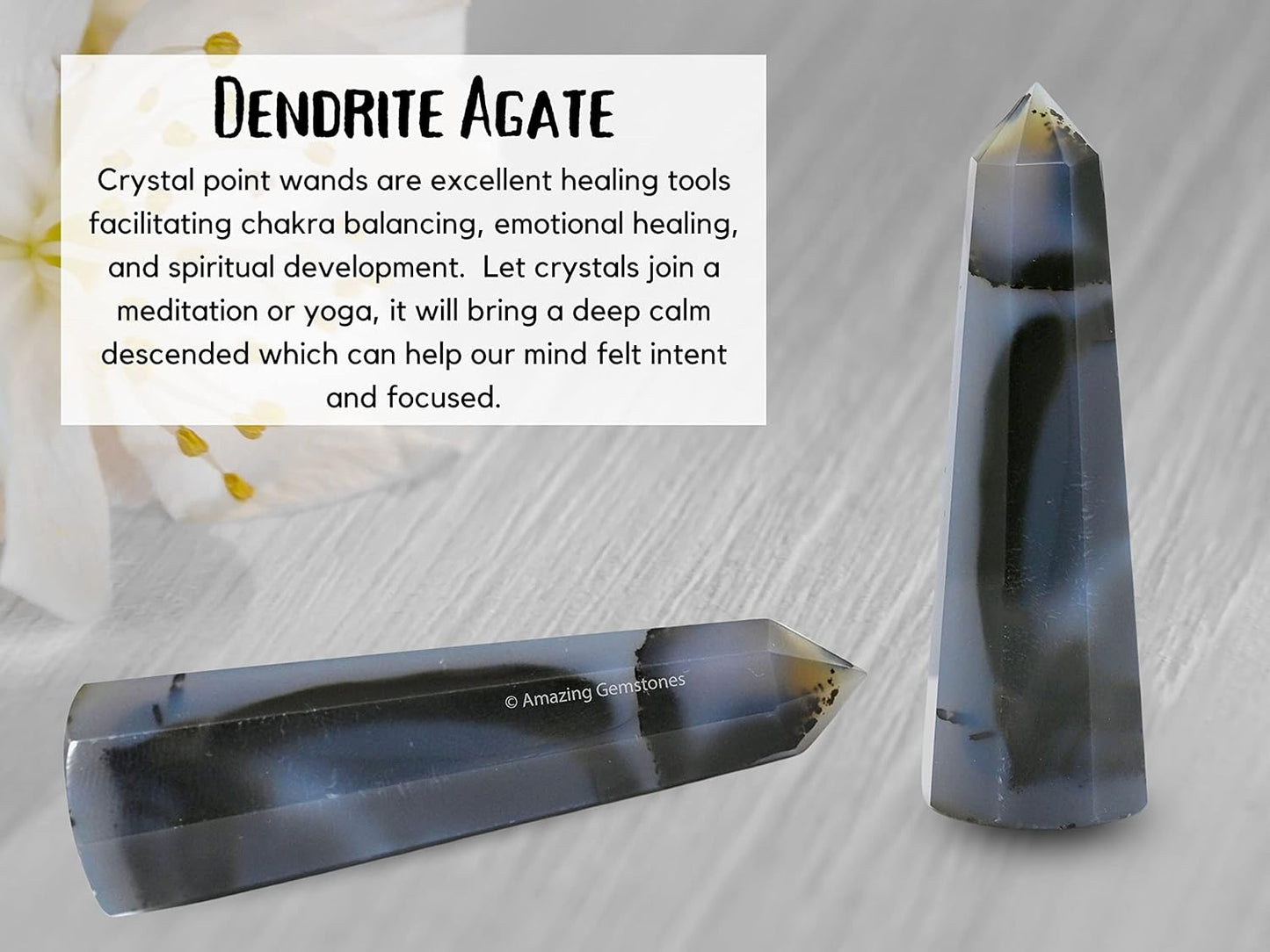 Amazing Gemstone Dendrite Agate Crystal Towers - Natural Healing Crystal Point Obelisk for Reiki Healing and Crystal Grid (3 Inch)