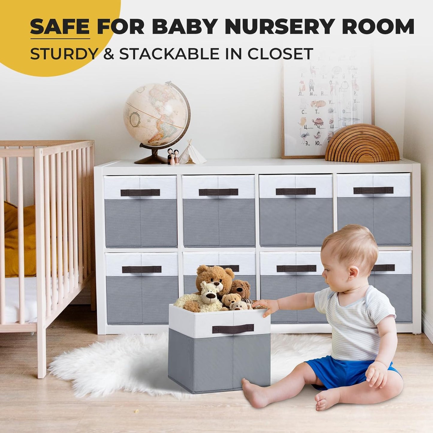 Criusia Fabric Storage Cubes - 11 Inch Collapsible Storage Bins 4 Pack - Clothes Organizer Bins for Closet, Shelves, Cube Organizer/Home Organization and Storage Baskets for Organizing Toys Blanket