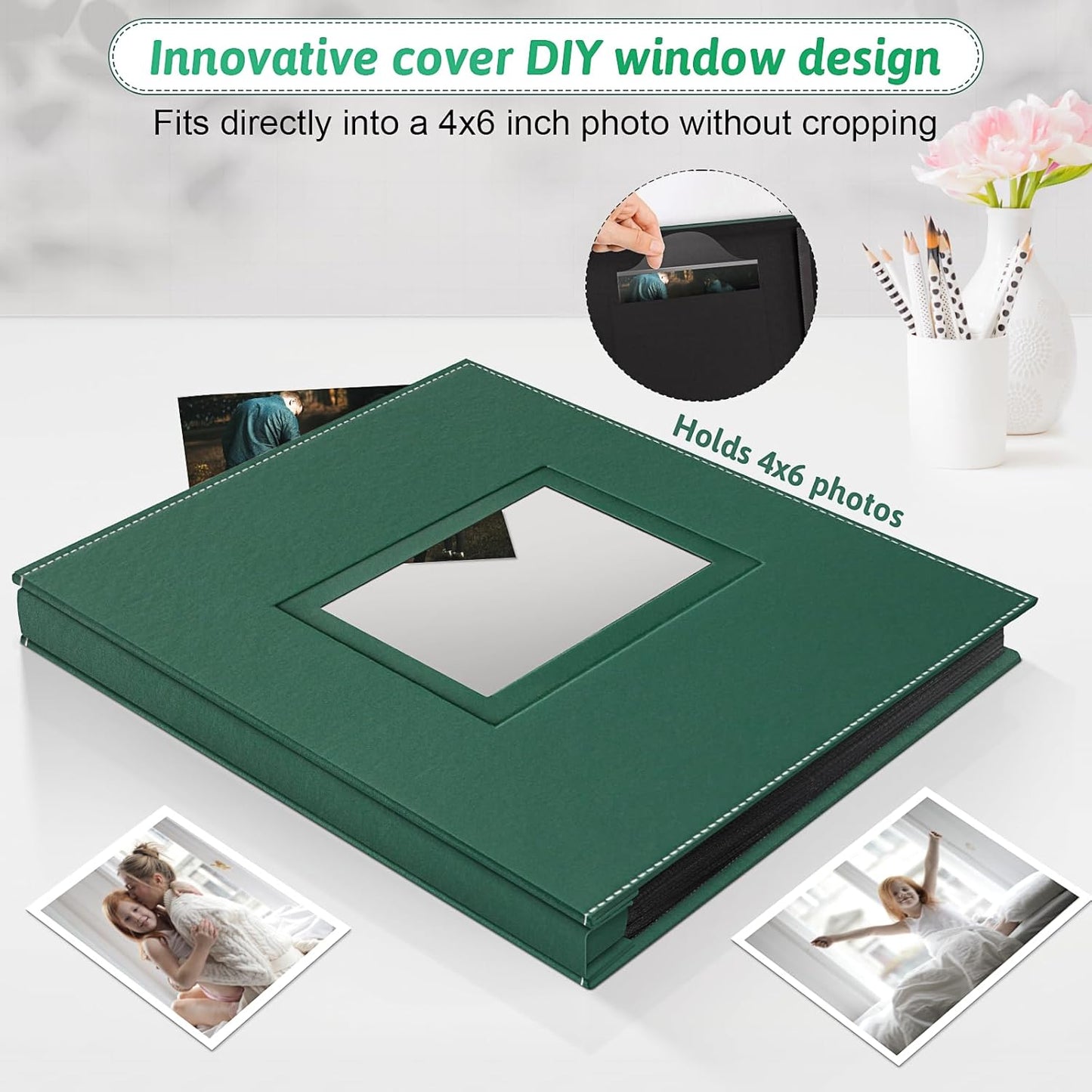 Popotop Photo Album 4x6 800 Pockets with Leather Hardcover Cover, Large Photo Album Binder Book with 80Pcs Pages for Family Travel Wedding Baby Gifts