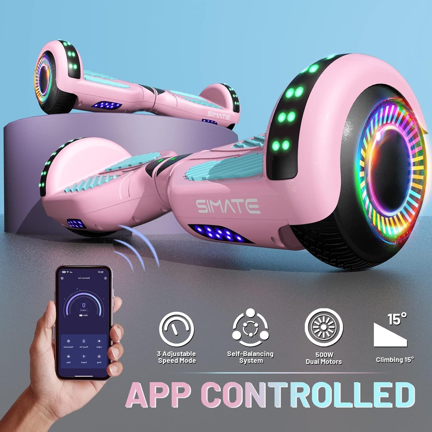 Scooter, Bluetooth & Corlorful LED Lights, Gifts for Kids & Adults & Girls & Boys, for All Ages