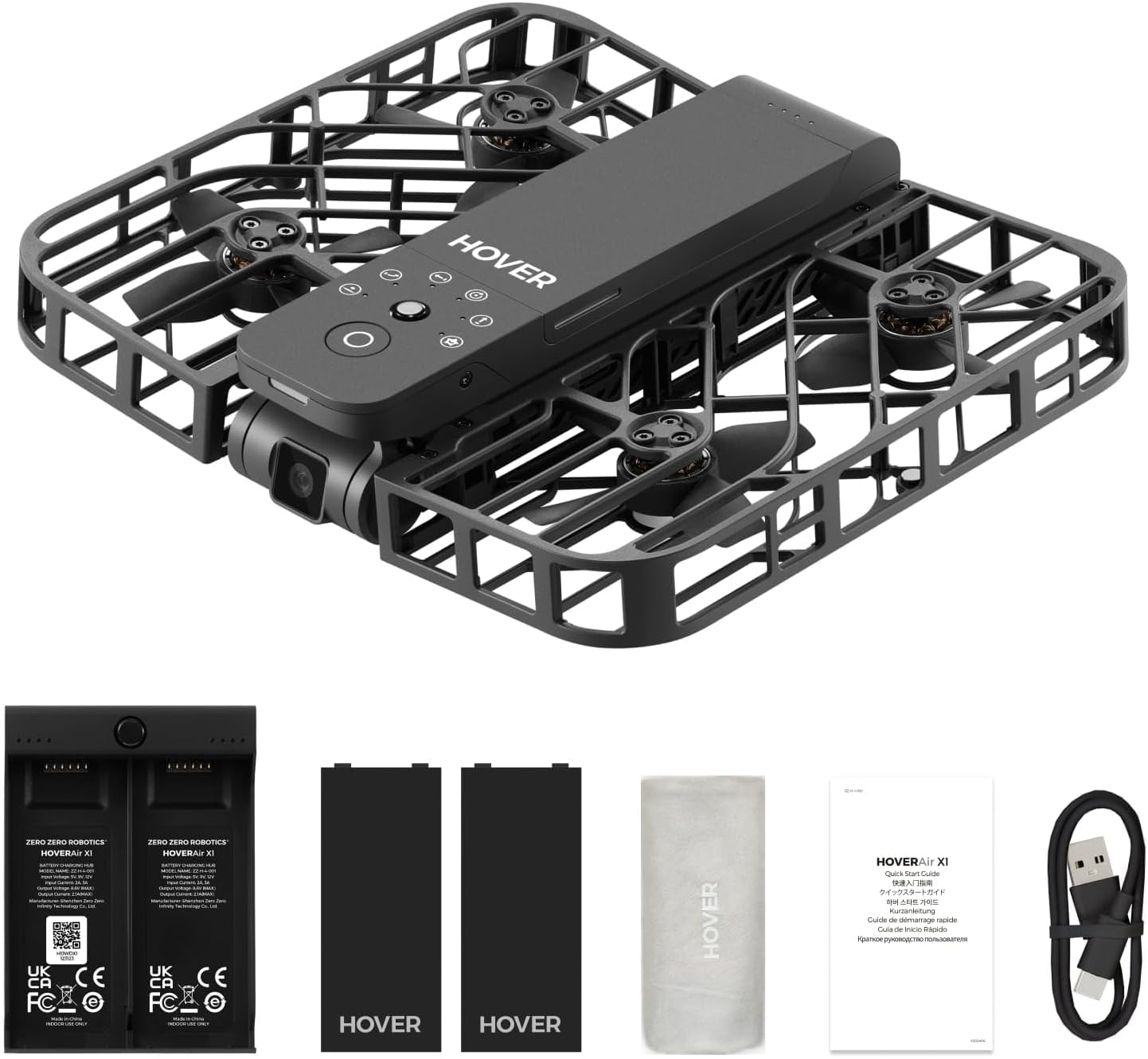 X1 Drone with Camera, Self-Flying Camera Drone with Follow Me Mode, Foldable Mini Drone with HDR Video Capture, Palm Takeoff, Intelligent Flight Paths, Hands-Free Control Black (Combo Plus)