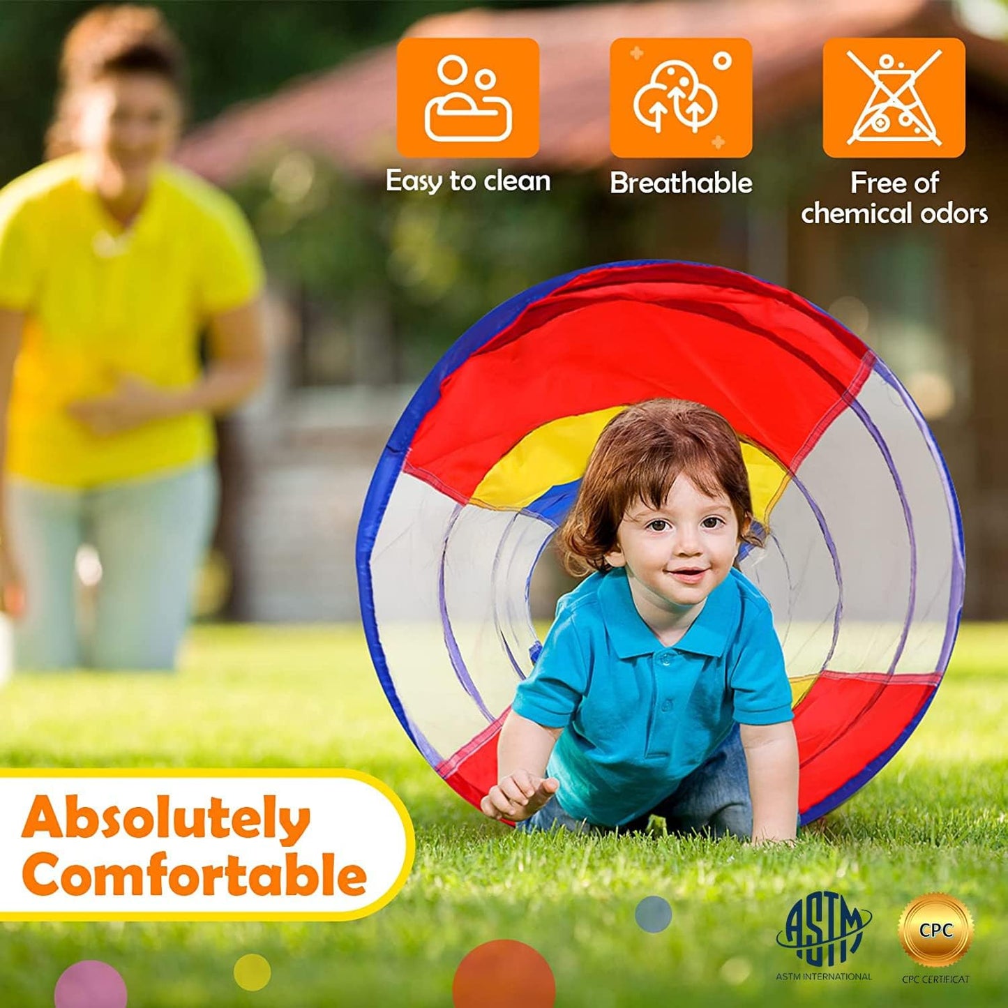 Kids Play Tunnel Tent for Toddlers, Colorful Pop Up Crawl Tunnel Toy for Baby or Pet with Breathable Mesh, Collapsible Gift for Boy and Girl Play Tunnel Indoor and Outdoor Game