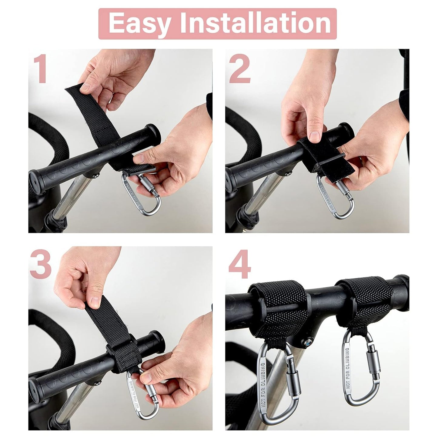 Baby Stroller Hook, Clip or Hang a Diaper Bag to Your Pram or Buggy, 2 Pieces