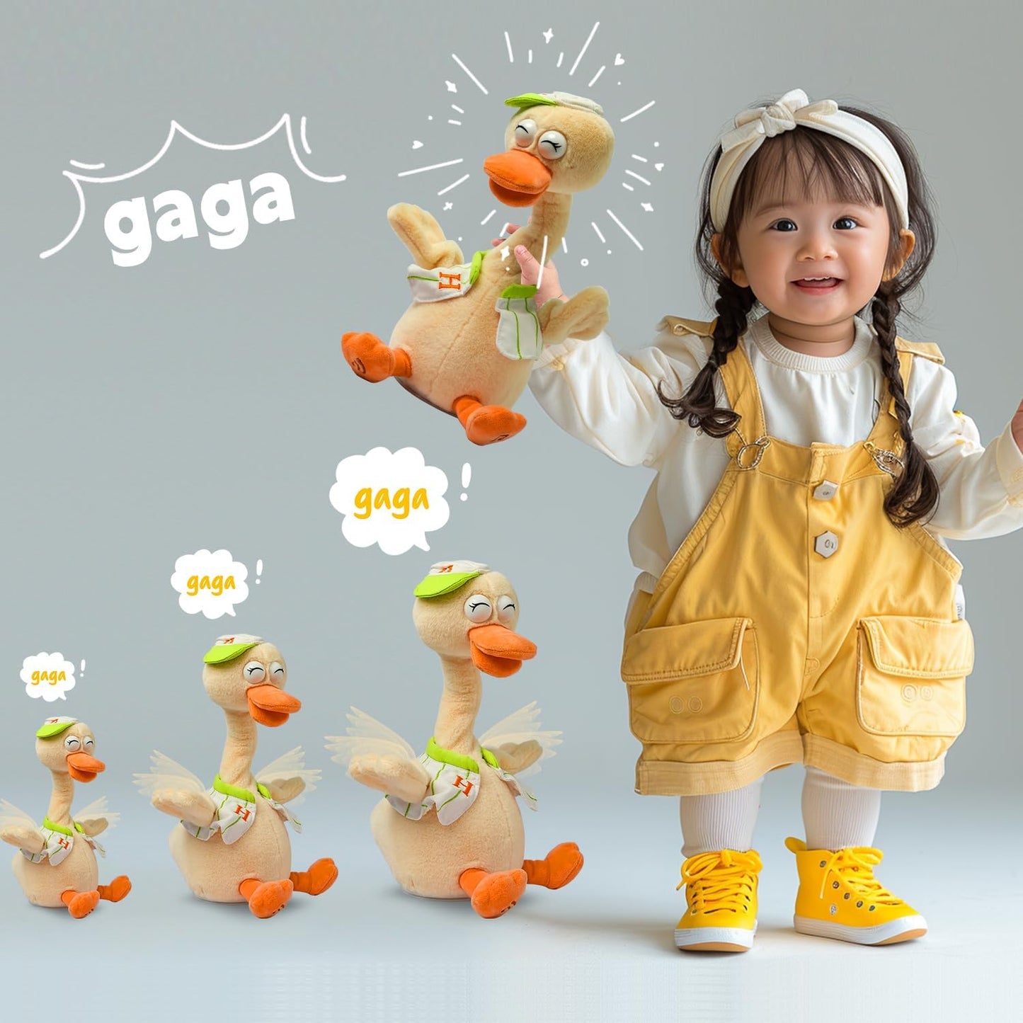 Talking Dancing Duck Toy Mimicking Recording Plush & Interactive Toy, Repeating What You Say, Neck Shaking Stuffed Toys, Talking Doll for Birthday Kids Gift for Boy & Girl