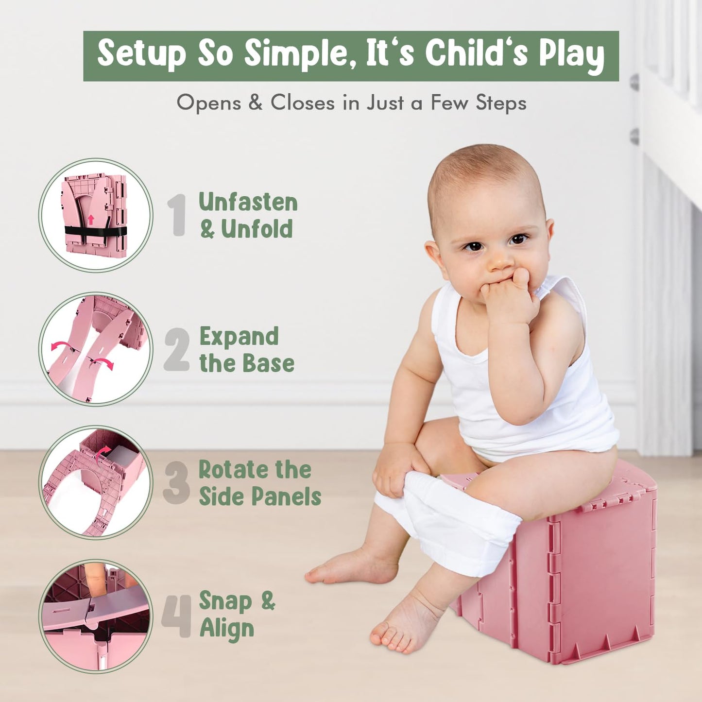 Teo - Portable Toddler Travel Potty – Foldable, Lightweight, Leak-Proof Toilet for Kids with Travel Bag & Disposable Liners – Compact Potty Chair for Home & On-The-Go Use (Berry Pink)