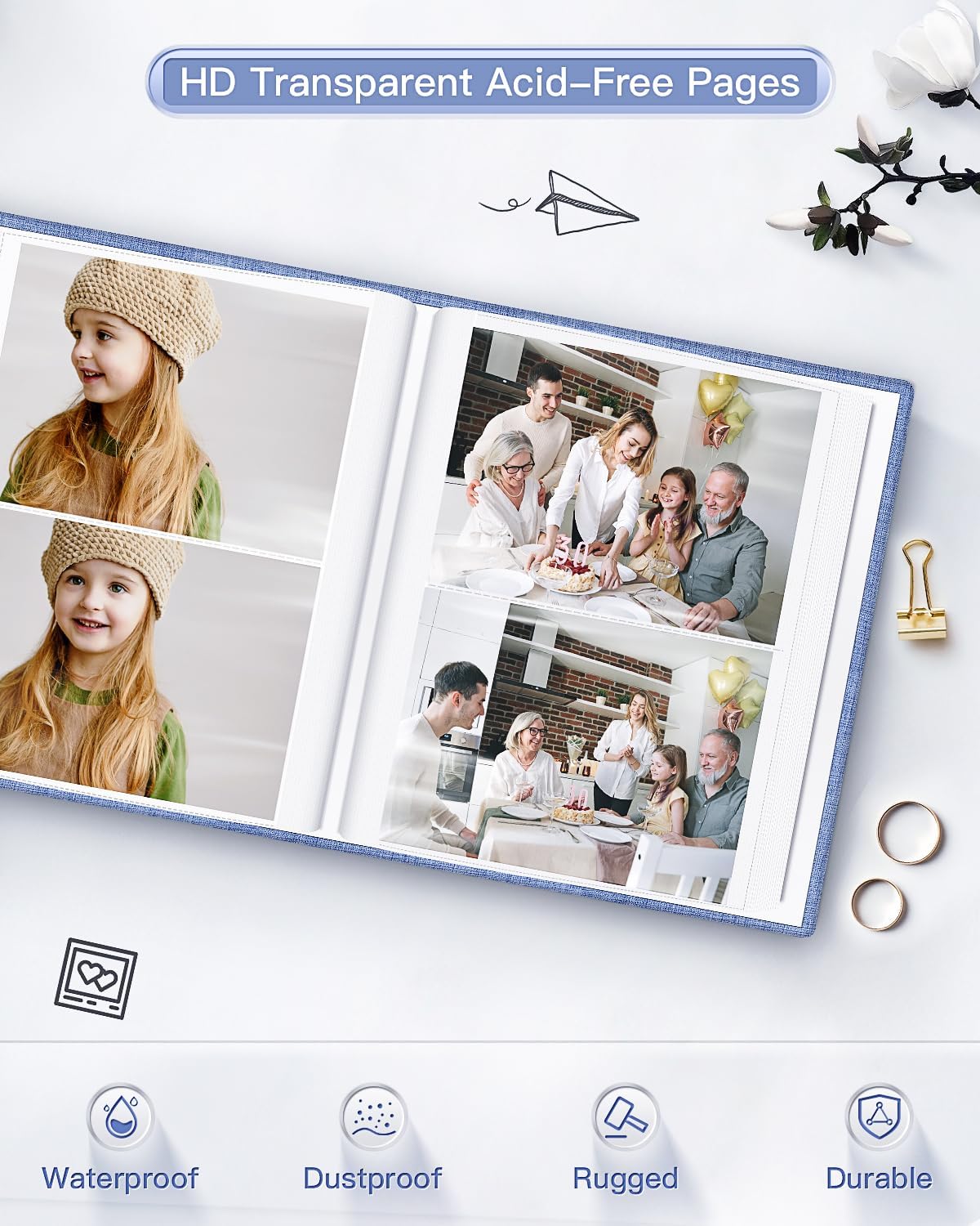 Popotop Photo Album 4x6-200 Photos Photo Books with 200 Horizontal Pockets,Linen Cover Albums for Family Wedding Anniversary Baby Vacation Pictures