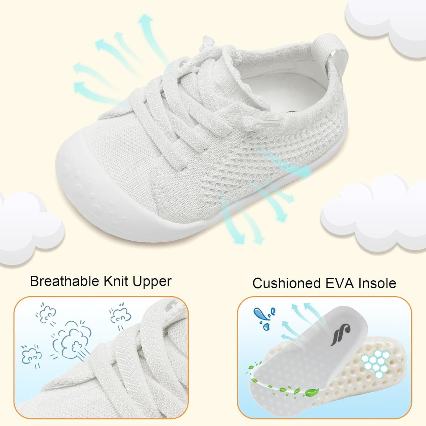 JIASUQI Baby Shoes for Toddler Boys Girls Sneakers Slip on Walking Shoes for Babies