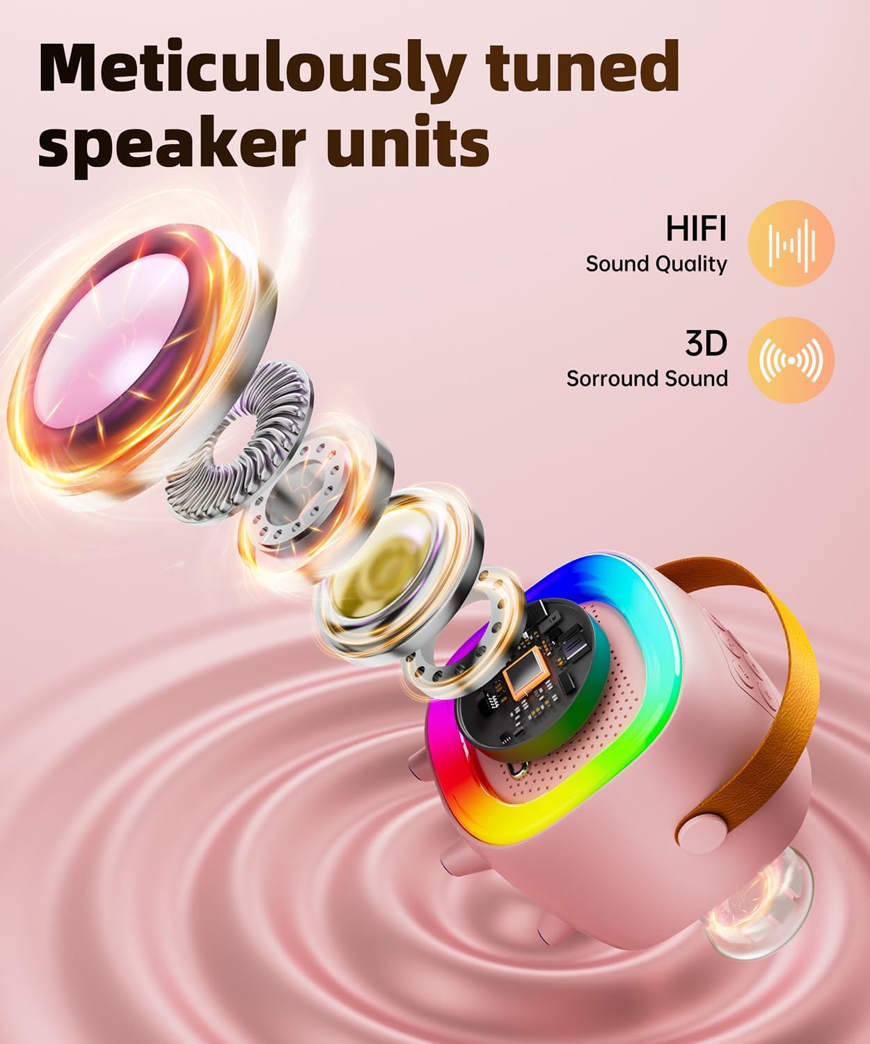 Mini Karaoke Machine Speaker for Kids Adults, Portable Bluetooth with 1 Wireless Microphones, Children's Day Birthday Gift Ideas for Toys for Teens Boys and Girls Aged 4, 5, 6, 7, 8, 9, 10, 11, 12+