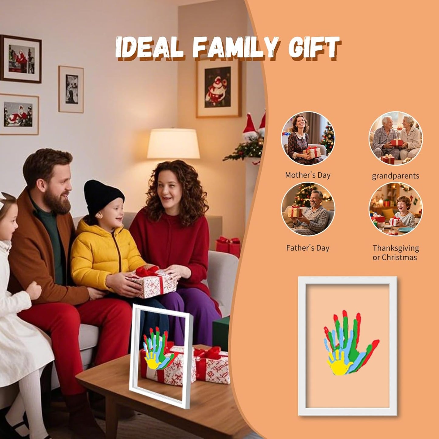 VidwanHome White Family Handprint Kit - DIY Craft Keepsake Frame, Baby Hand Print Kits, Family Gifts for New Mom, New Parents, Grandparents, Father's Day, Mother's Day, Anniversary (White)