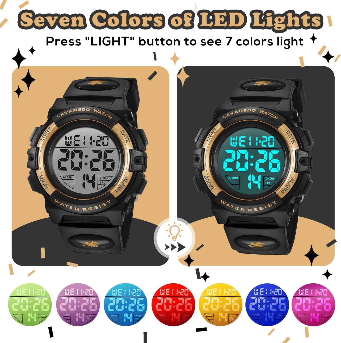Kids Watch,Boys Watch for 3-15 Year Old Boys,Digital Sport Outdoor Multifunctional Chronograph LED 50 M Waterproof Alarm Calendar Analog Watch for Children with Silicone Band,Kids Gift