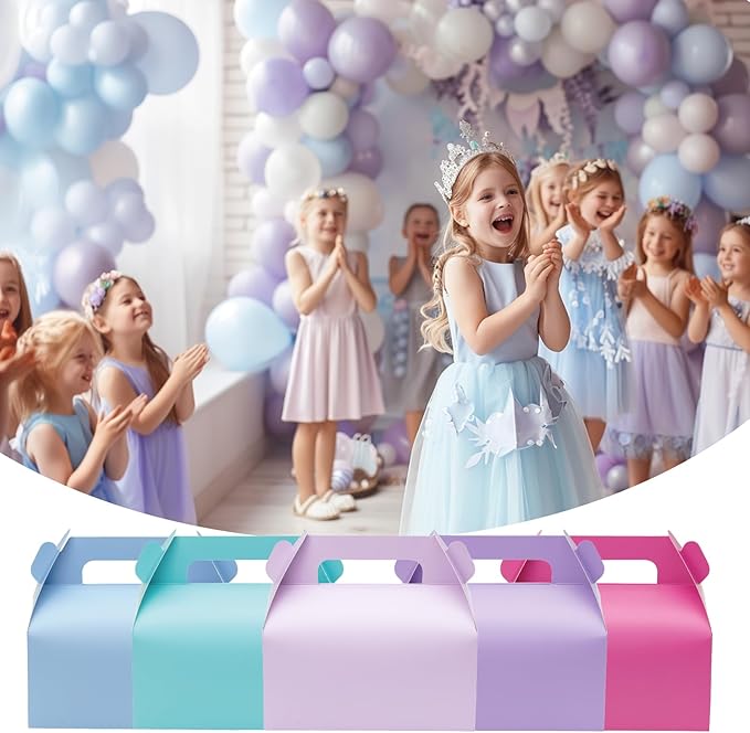 UnicoPak 30 Pack Purple Gable Treat Boxes Party Favor Goodie Bag Boxes for Candy Treats Snacks Cookie Toys for Birthday Party Special Events, 6.5x3.5x4 Inches