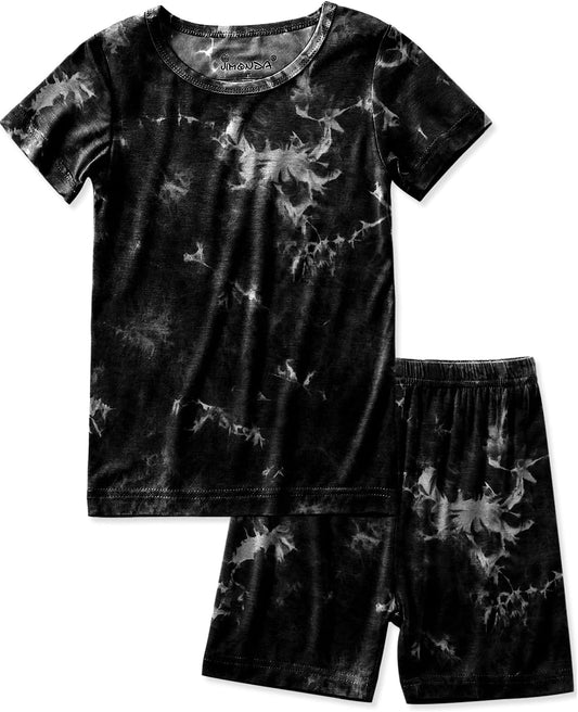 Jimonda Baby/Toddler Soft Sleepwear Short sleeve Kids Cool Pajama Outdoor 2-Piece Shirt&Shorts Casual sets Tie Dye PJ