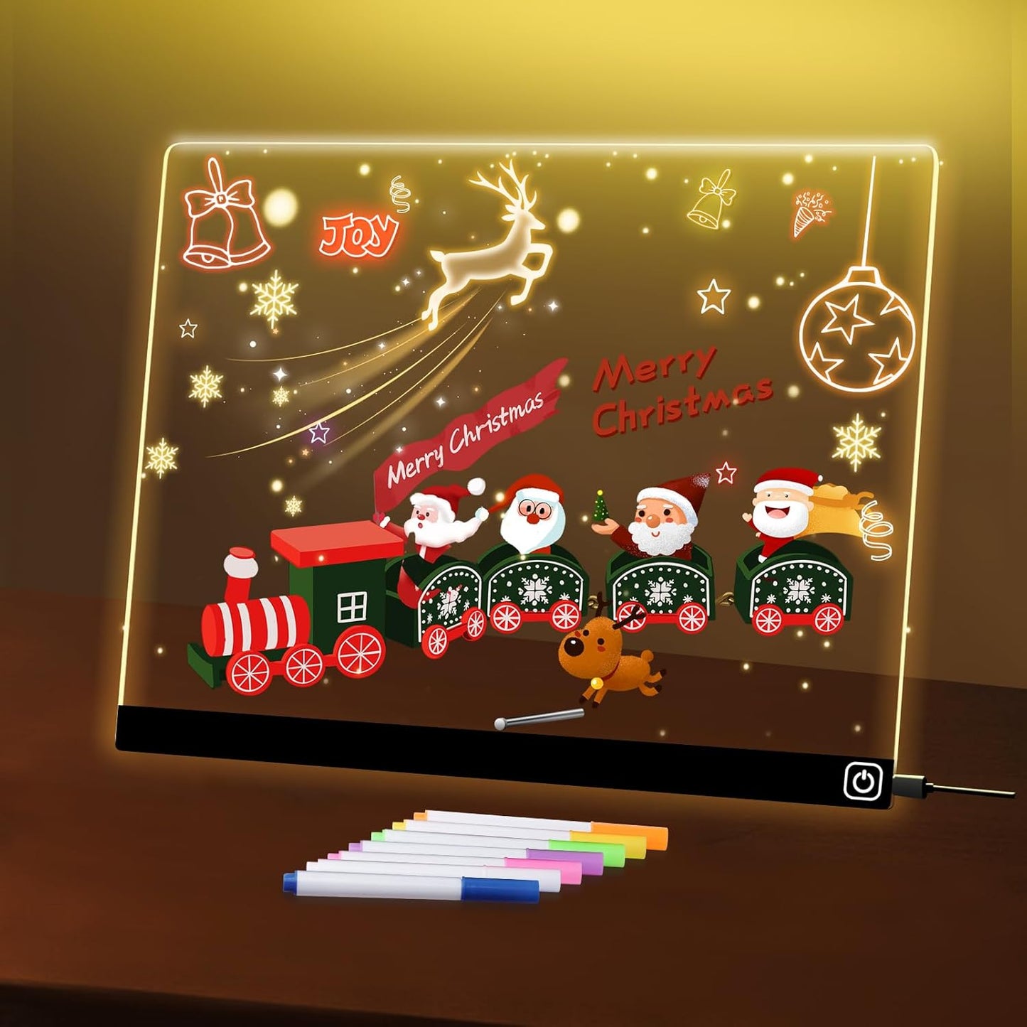 LED Note Board with Colors, 11.8"X9.4" Led Drawing Board Acrylic Dry Erase Board with Light for Kids 7 Colors Message Board Night Light with 7 Markers for Birthday Party Christmas Holiday Gift