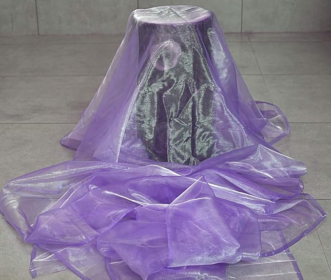 VDS Lavender Organza Fabric, 50 Yards Continuous, 45” Wide, Wedding Party Decoration Iridescent Crystal Sheer Shiny Organza Tulle Bridal Dress DIY Crafts Costume Sewing Backdrop Arch Cloth