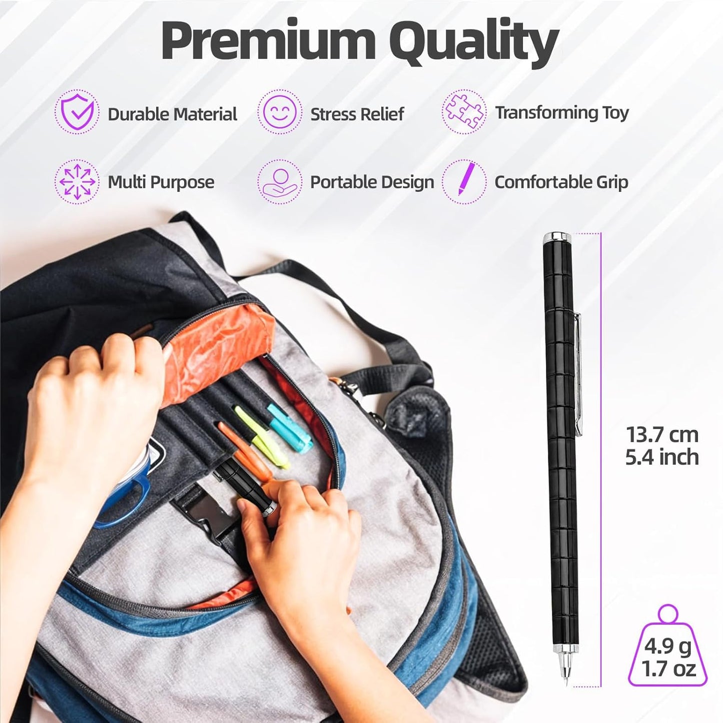 Magnetic Fidget Pen Toys - Multifunctional Writing Novel Pen for Friends, Kids, Boys, Girls, Teens 8+, Office Teacher Birthday Party Gifts, Stress & Anxiety Relief(Black)