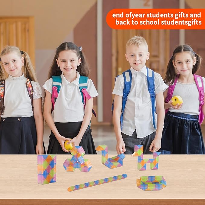 30pcs Bulk Fidget Glow in the Dark Snake Cube, Party Favors ,Goody Bag ,Bulk toys，Brithday Classroom Prizes,Pinata Stuffers Treasure Box for School Students Gifts for Boys and Girl