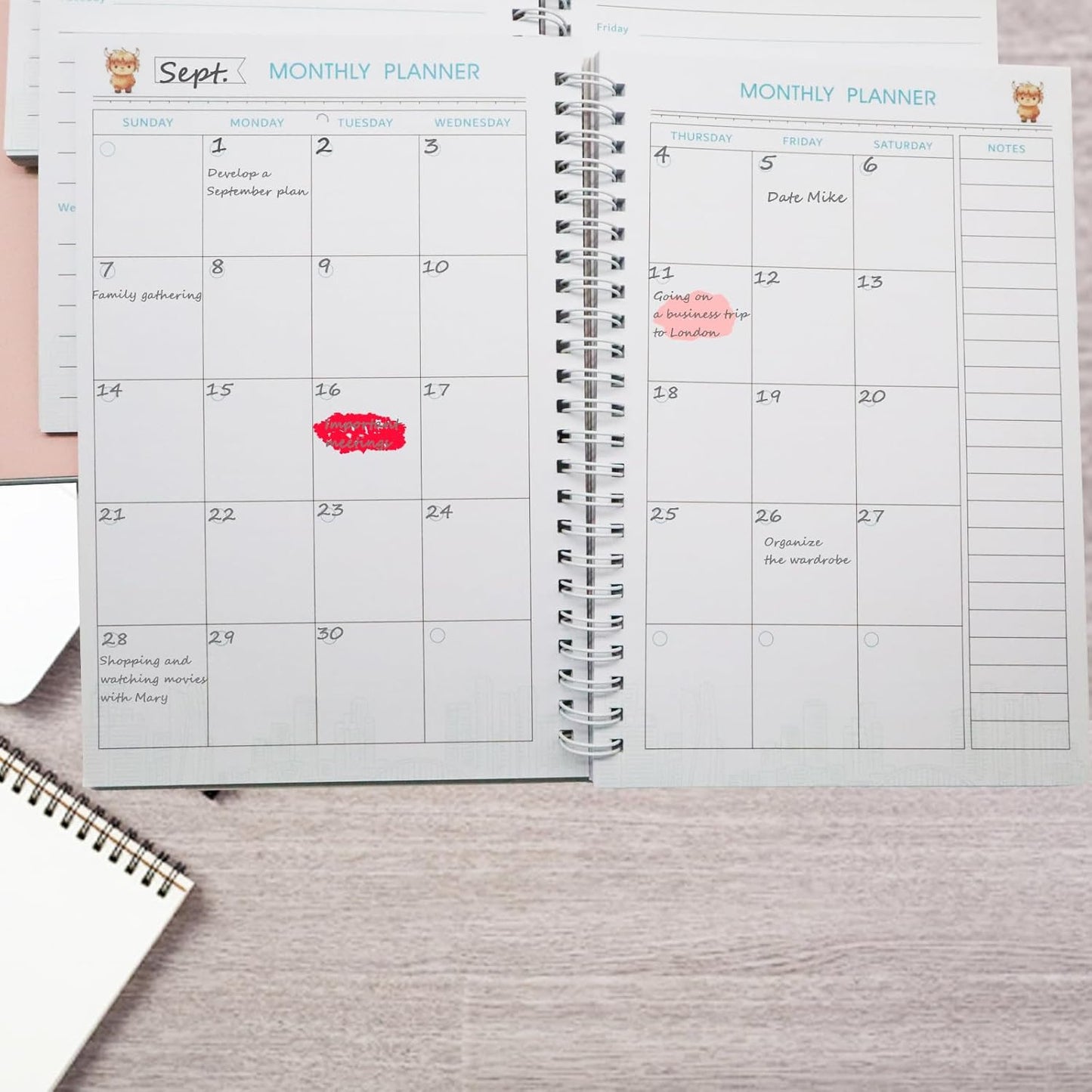 LEMEDE No Waste 12 Months Undated Planner, Handwritten Date Weekly and Monthly Planners, A5 Flexible Cover Weekly Planner To Do List Notebook with Storage Pocket, Ideal for Office School Supplies