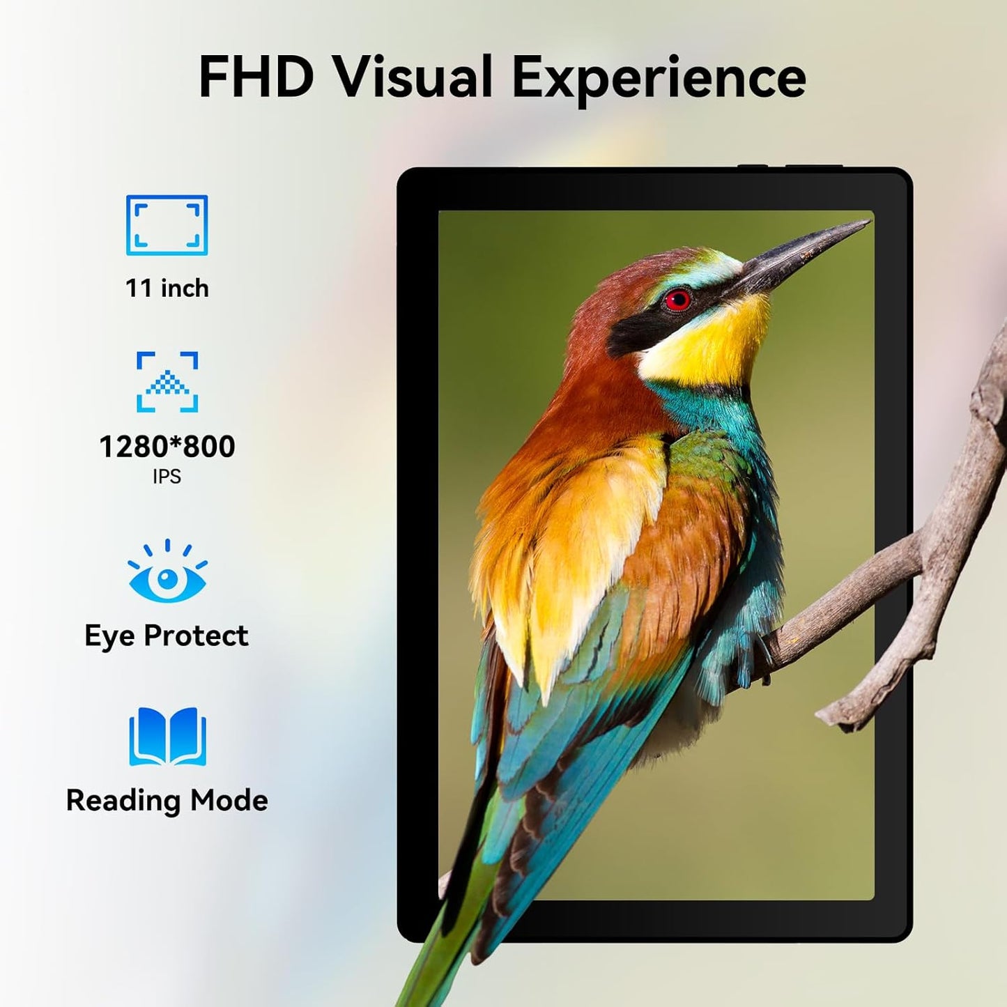 Tablet, Android Tablet 10.95",16GB RAM 128GB ROM 1TB Expansion, Octa-Core, Android 14, 1280x800 FHD, Dual Camera, WiFi6, BT5.3, 6800mAh Battery