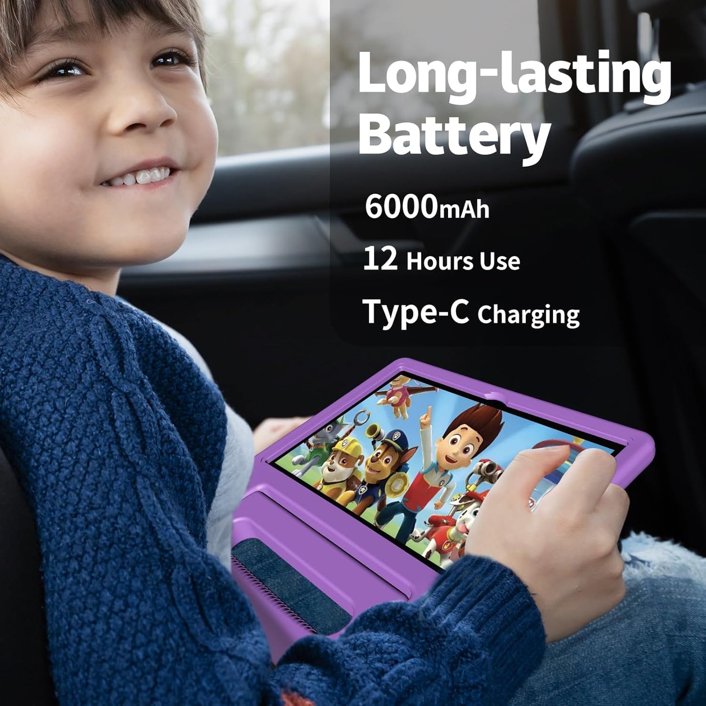 Tablet for Kids, 10 Inch Kids Tablet Android, 64GB, Octa-Core, WiFi 6, Big Battery, Google Kids Space, Parental Control 1280 * 800 HD Display Light Purple