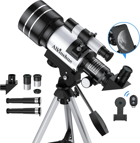 Astronomical Telescope for Kids, 70mm Aperture, 400mm Focal Length, 24-180X Magnification, Fully Multi-Coated Optics, AZ Mount with Tripod