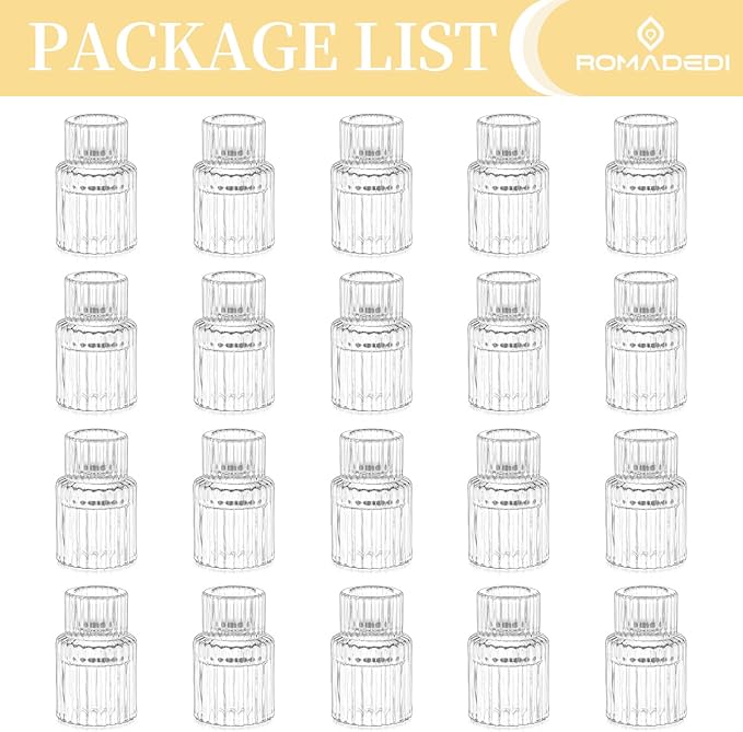 Romadedi Glass Candle Holder for Candlestick - 20 Pcs Clear Small Tapered Candle Holder Wedding Decor Table Centerpiece Bulk for Candle Sticks Christmas Party Living Room Dinner Advent