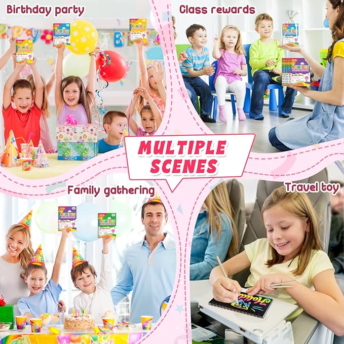 Party Favors for Kids: 48 Pack Rainbow Scratch Art Notebook Back to School Students Classroom Gifts Bulk for Girls Boys Goodie Bags Stuffers, Return Gifts for Birthday Party Favors Bulk