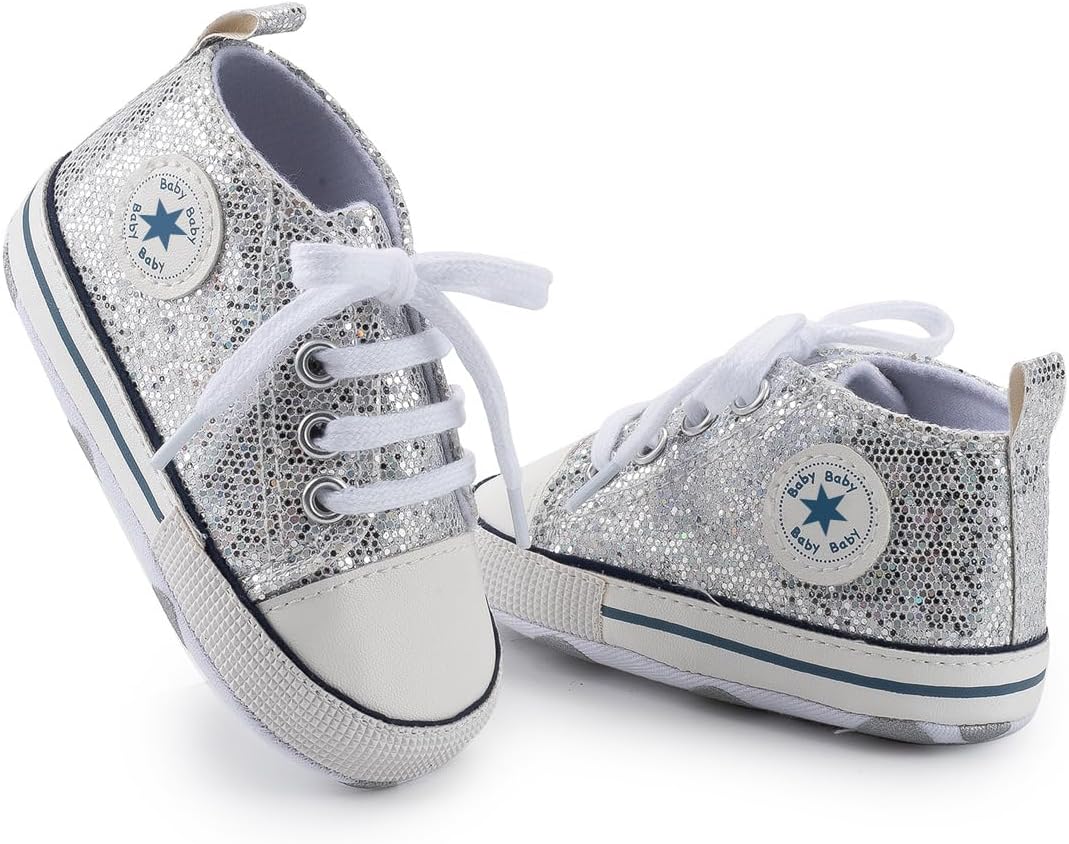 Unisex Baby Girls Boys Canvas High-top Shoes, Newborn Infant Anti-Slip Soft Sole Frist Walking Breathable Sneakers