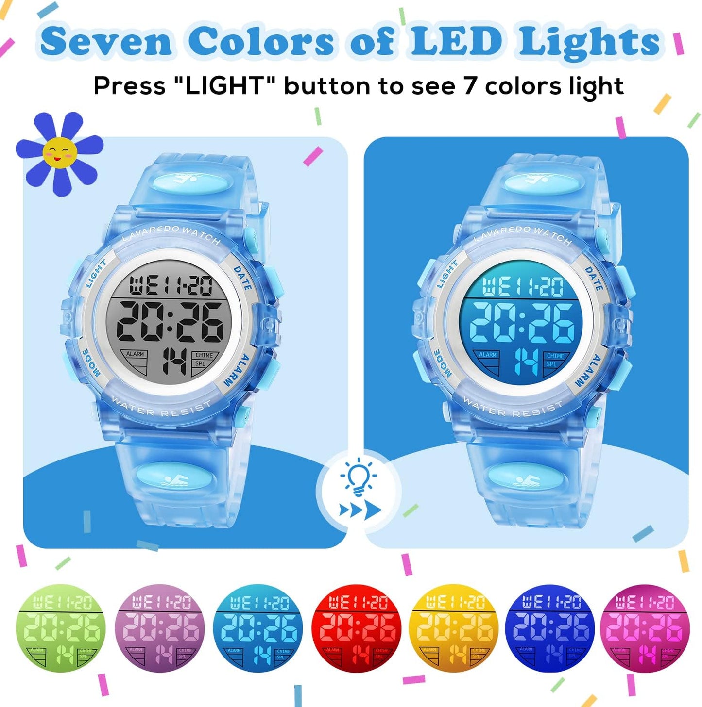 Kids Watch,Boys Watch for 3-15 Year Old Boys,Digital Sport Outdoor Multifunctional Chronograph LED 50 M Waterproof Alarm Calendar Analog Watch for Children with Silicone Band,Kids Gift
