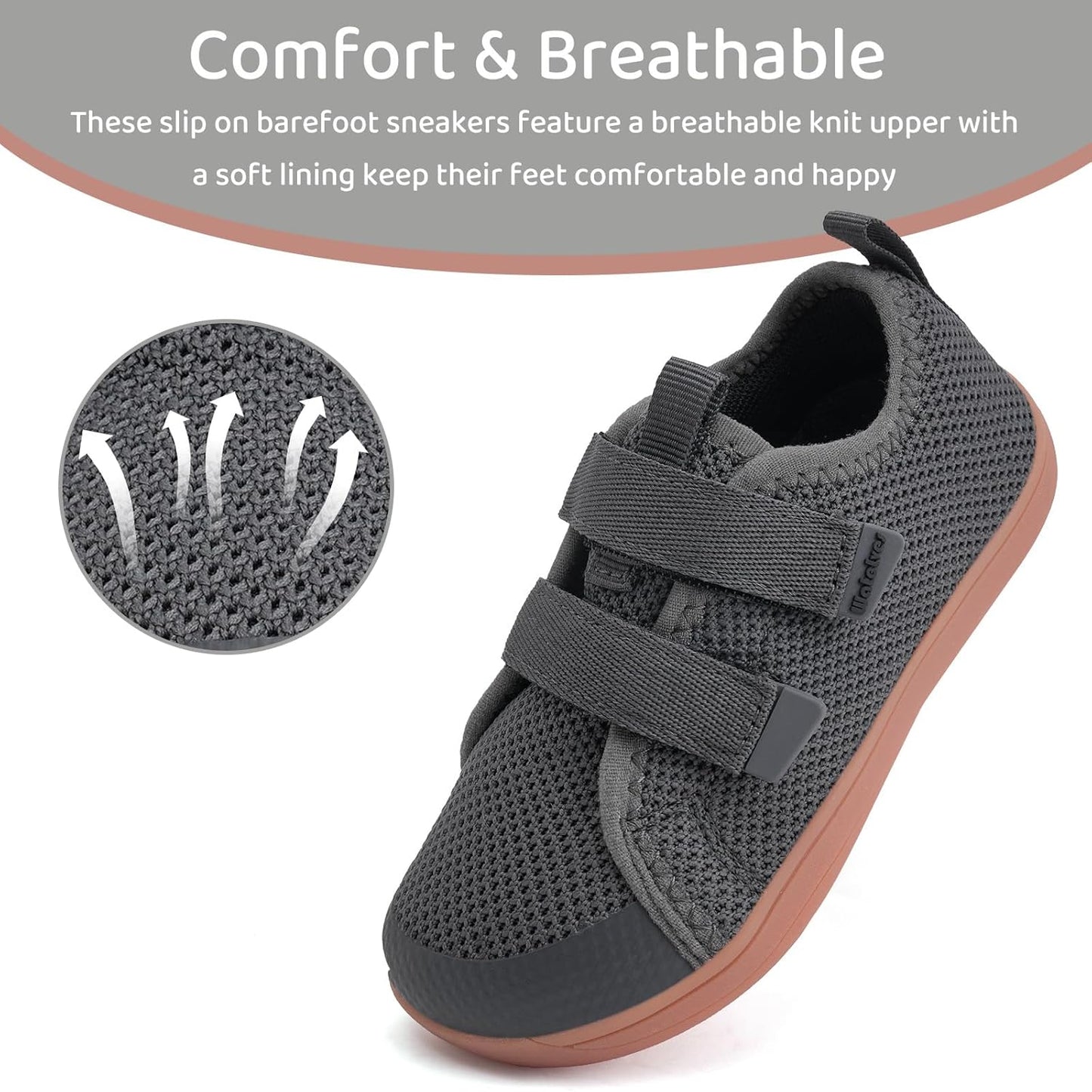 WateLves Toddler Little Kids Wide Barefoot Shoes The First Walking Shoes Girls Boys Breathable Zero Drop Minimalist Sneakers with Wide Toe Box Natural to Grow