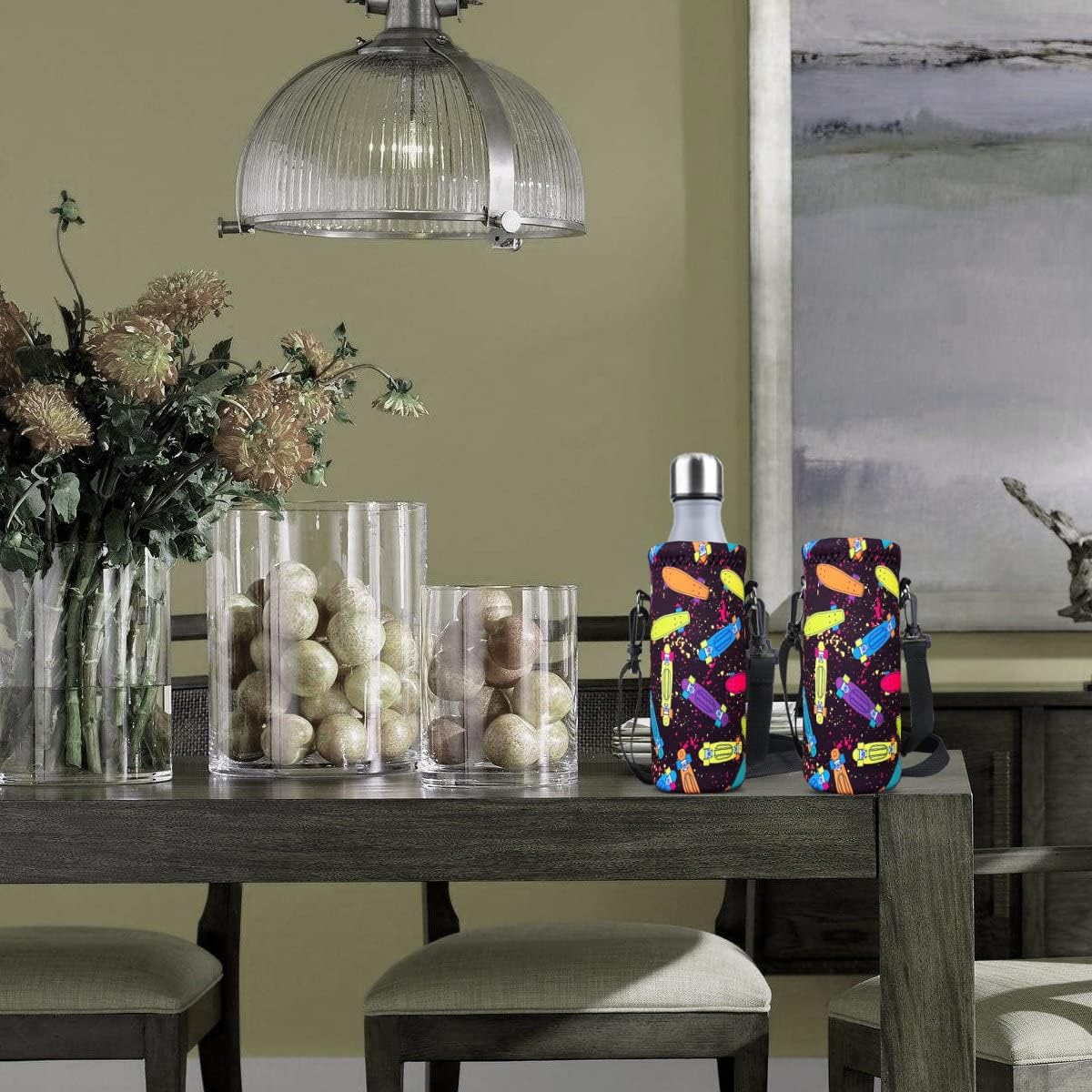 Neoprene Water Bottle Carrier Bag with Adjustable Shoulder Strap for Men Women Walking Hiking,Portable Insulated Holder Case for Stainless Steel/Glass/Plastic Bottles