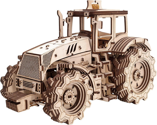 EWA 3D Mechanical Wooden Model - DIY Tractor with Start-Stop System, Inline-Six Engine & More - 3D Wooden Puzzle for 15 yrs Above & Adults - Eco Wood Art, 596 Piece