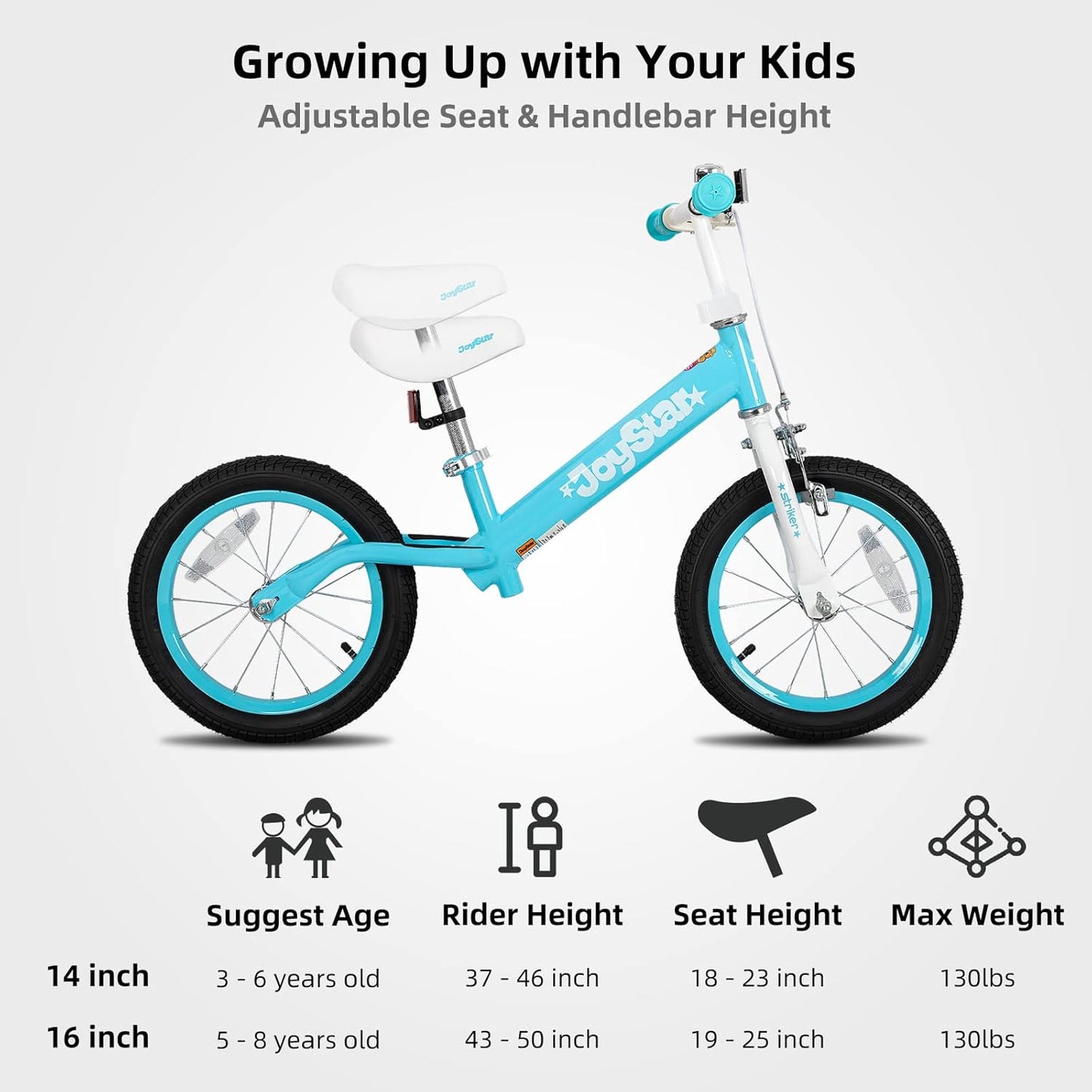 JOYSTAR 16 Inch Balance Bike for Toddlers and Kids Ages 4-7 Years Old Boys and Girls - Sport Kids Balance Bike with Handbrake - No Pedal Training Bicycle