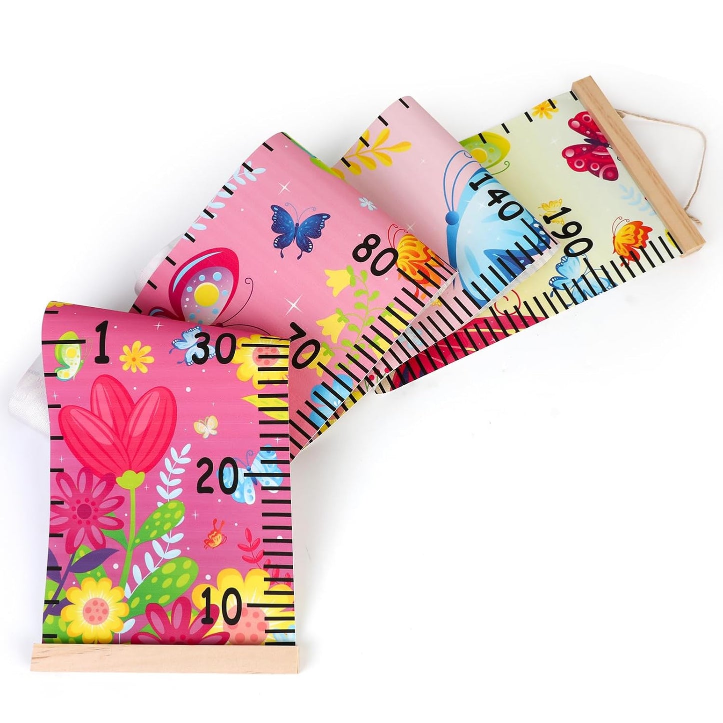 Kids Growth Chart Height Measuring Chart, Butterfly Canvas Wall Hanging Rulers for Baby Children Girls Bedroom Decor 74.8''* 7.87'' (Butterfly)