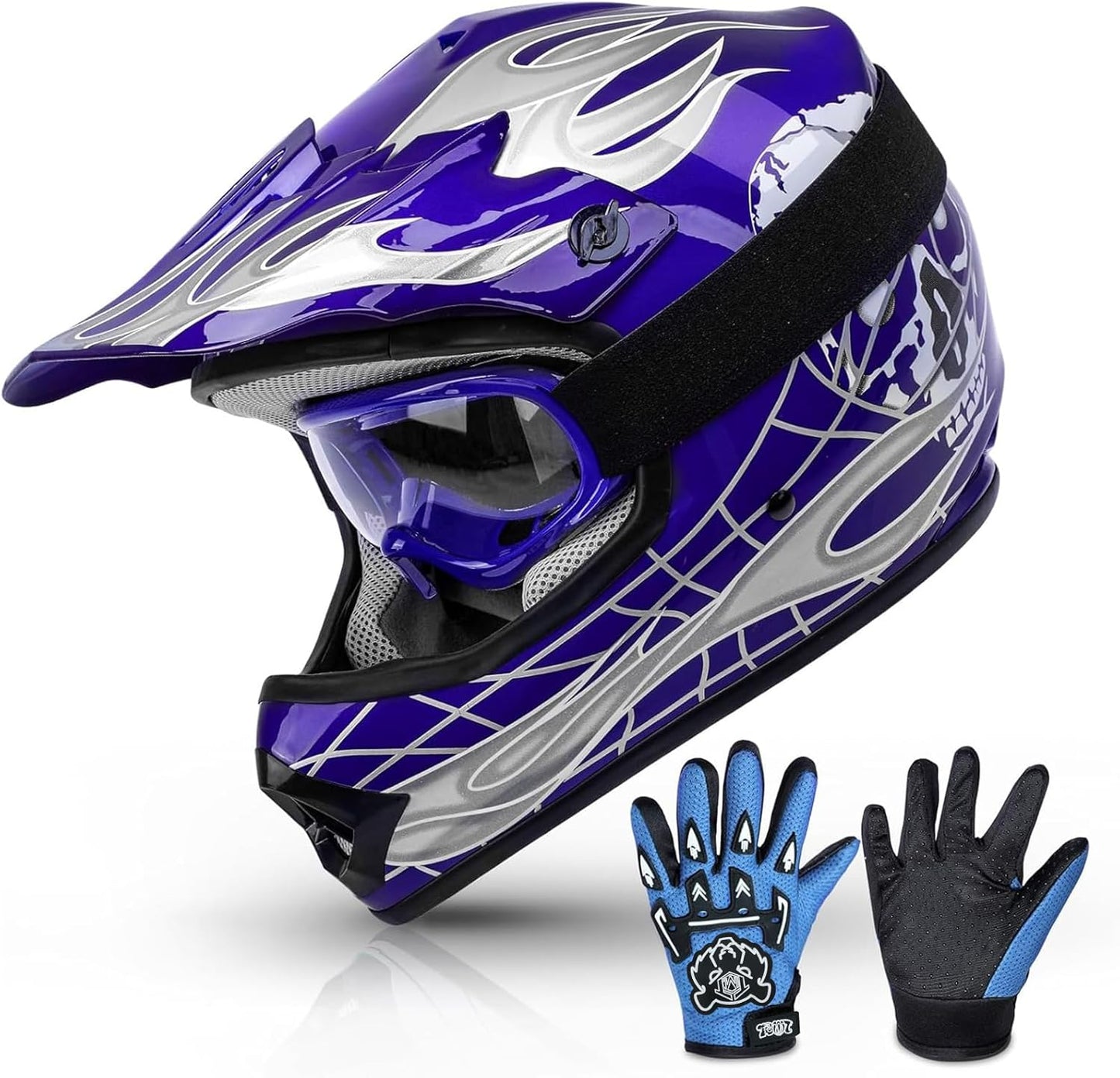 TCMT Dot Youth & Kids Motorcycle Off-Road Helmet Full Face Motocross Street Dirt Bike Mountain Bike BMX MX ATV Helmet+Goggles+Gloves New