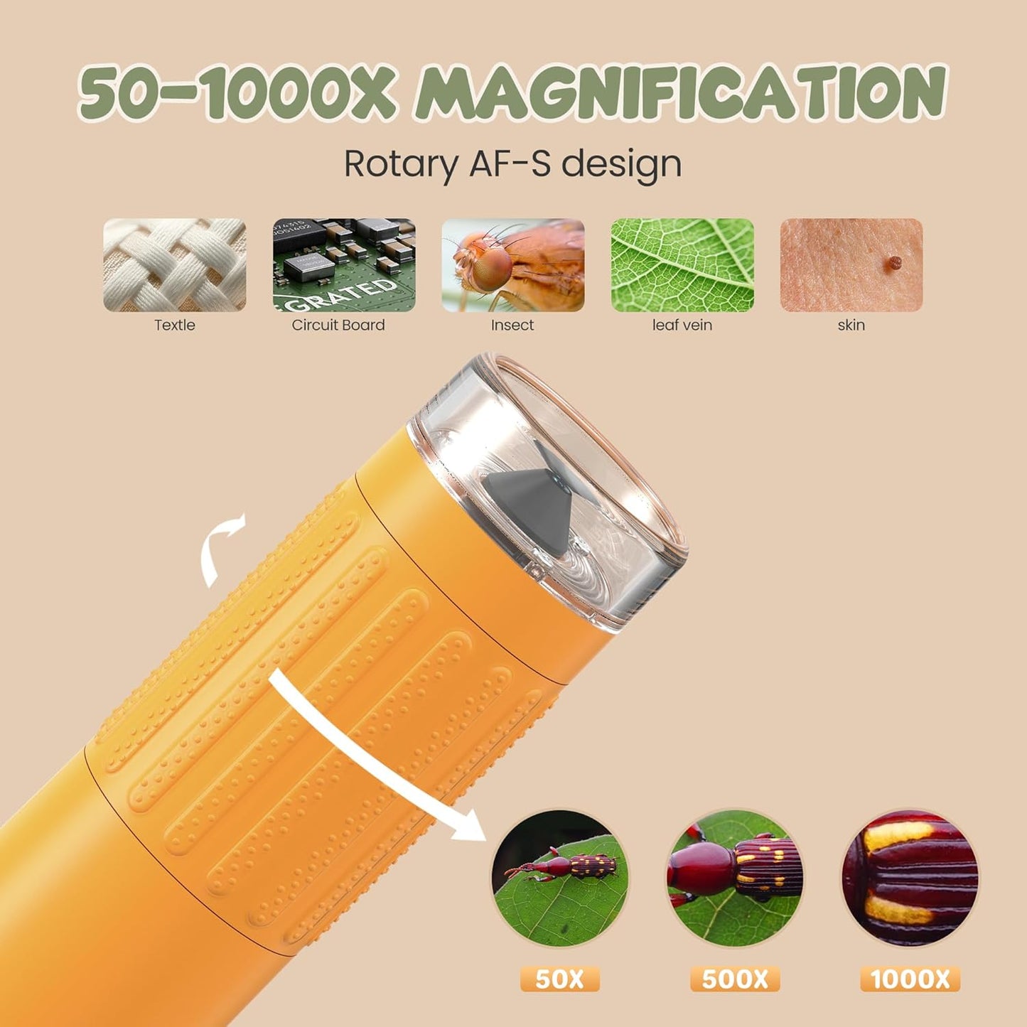 Handheld Microscope for Kids Portable Pocket Digiscope - 2" IPS HD Screen 1000X Digital Microscopes Camera PC Compatible 3-12 Year Old Girl Boy Science Edu Fun Birthday Gifts Toys