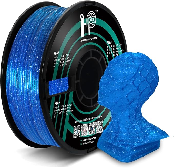 Glitter PLA Filament, Twinkling 3D Printer Filament, PLA Filament 1.75mm Dimensional Accuracy +/- 0.02mm, 1KG Spool (2.2 lbs), Fit Most FDM Printer (Glitter Blue)