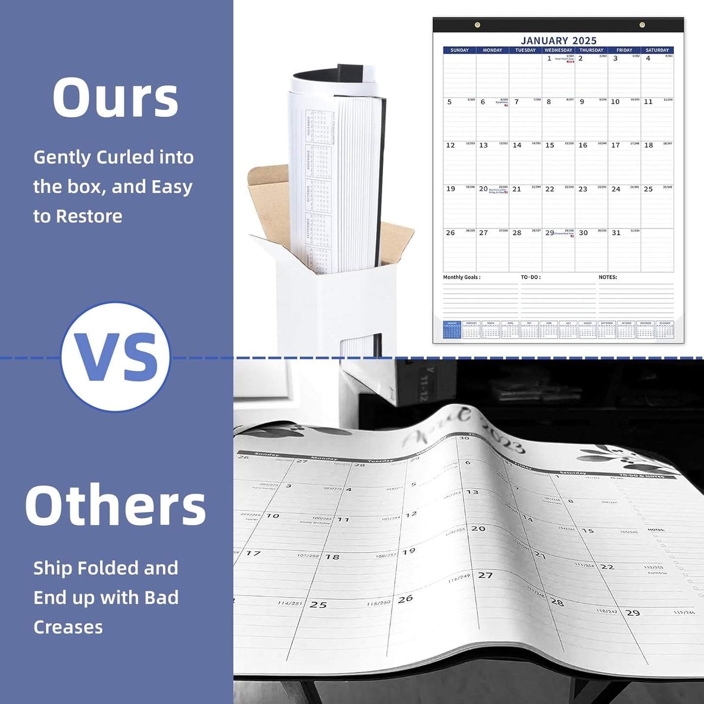 Ospelelf Large Wall Calendar 2025-2026 Calendar 22'' x 17'' Monthly Desk Calendar 18 Month Family Calendar, Use Jan 2025 - June 2026