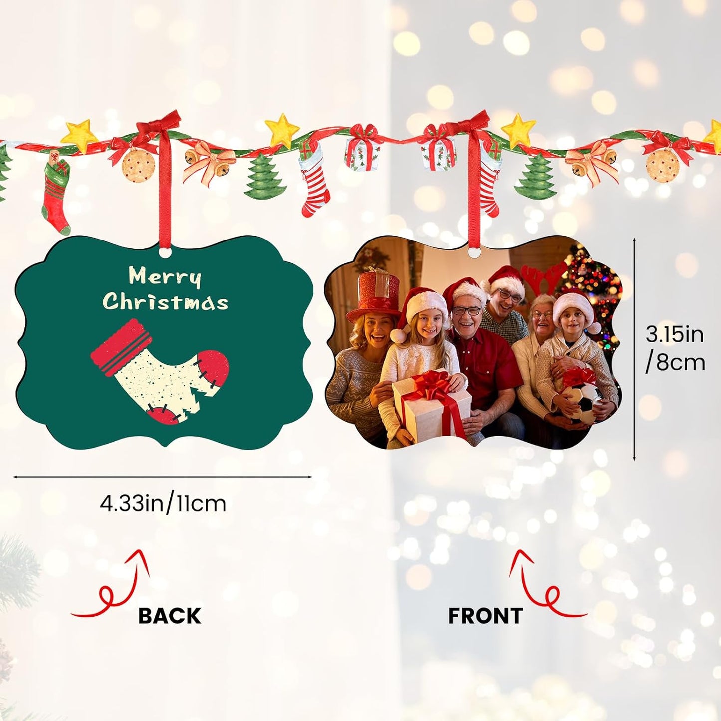 Personalized Christmas Ornaments 2025, Custom Photo Text Hanging Ornament Keepsake Gift for Christmas Tree Decorations, Baby Shower, Engaged, Married, Family, Friends