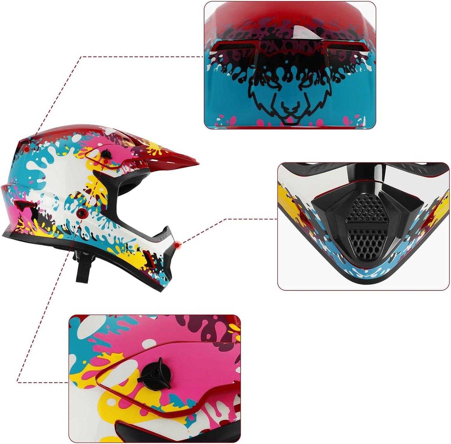 TCMT Dot Youth & Kids Motorcycle Off-Road Helmet Full Face Motocross Street Dirt Bike Mountain Bike BMX MX ATV Helmet+Goggles+Gloves New