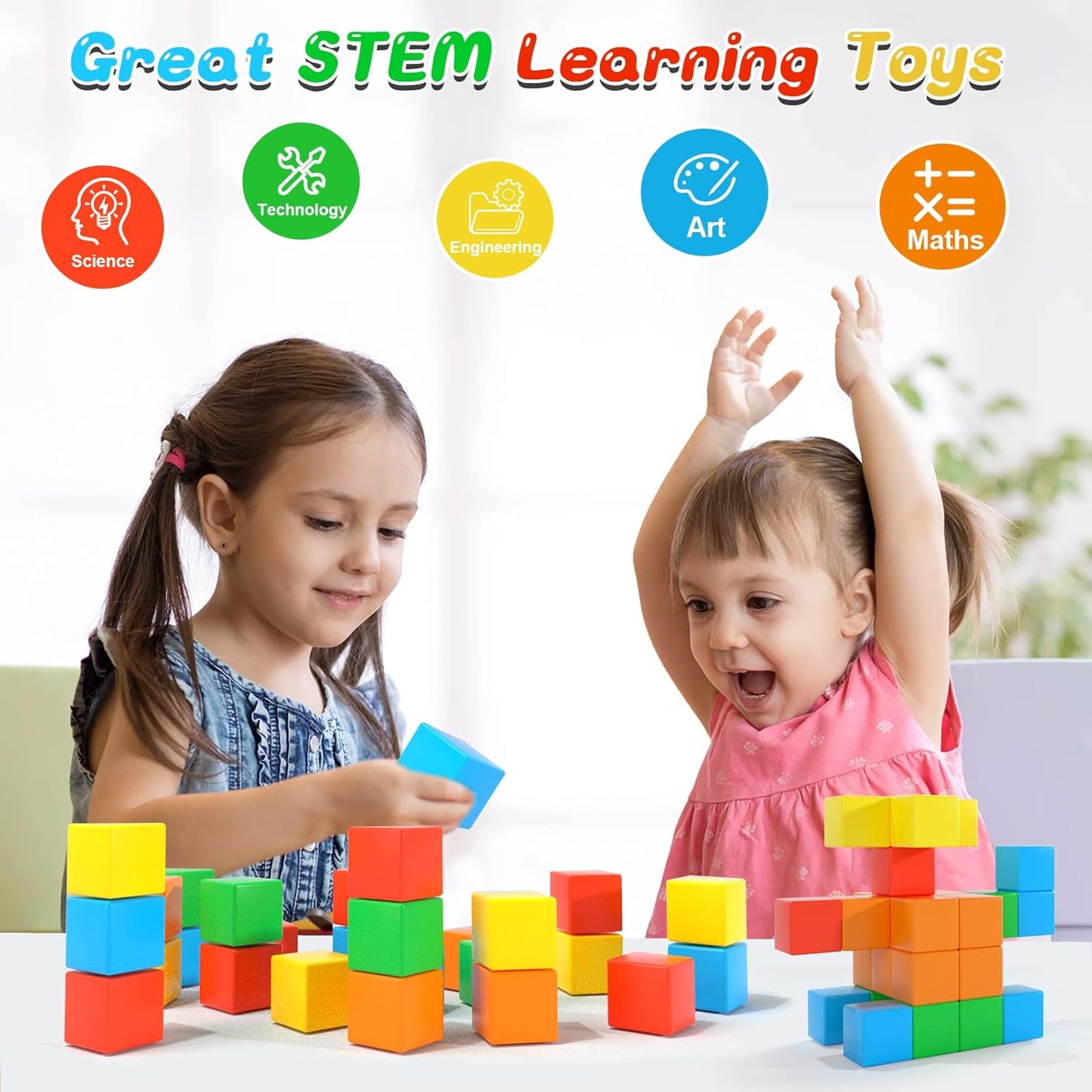 Magnetic Blocks,1.41 inch Large Building Blocks for Kids Ages 3-5 4-8 Sensory Magnetic Cubs for Kids 1-3 Preschool Educational Gifts Toys for Toddlers 3 4 5 6 7 8 Year Old Boys Girls 28PCS